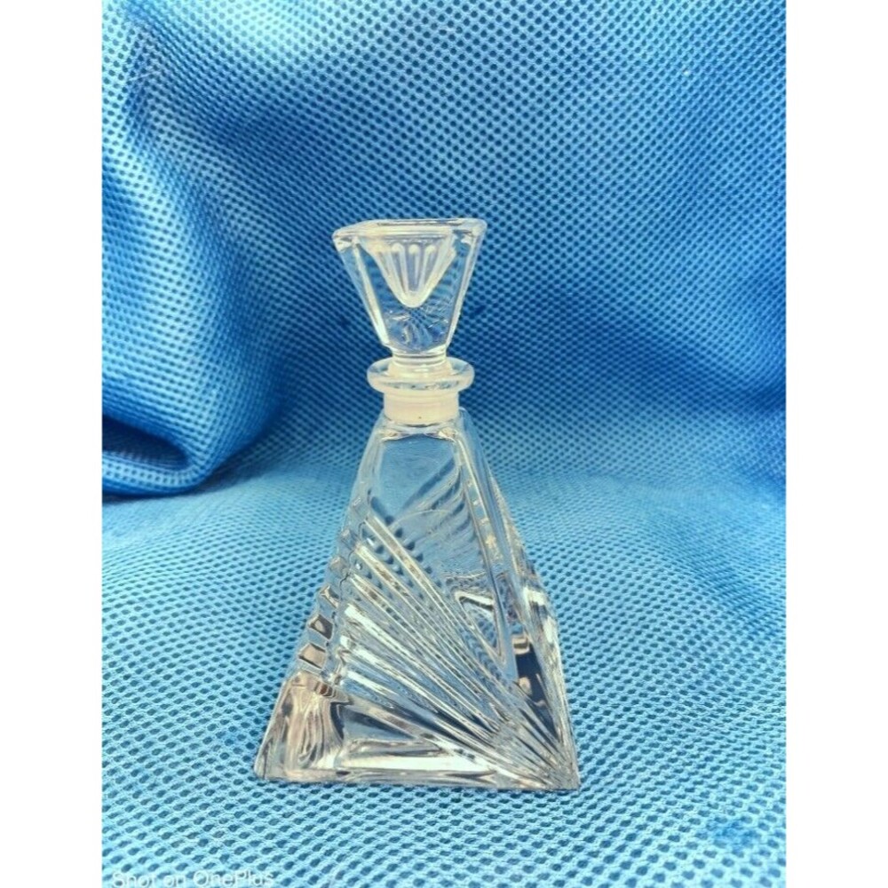 RCR Royal Crystal Rock Pyramid Art Deco 5 in Bottle Italy 1990  COLOR IS CLEAR
